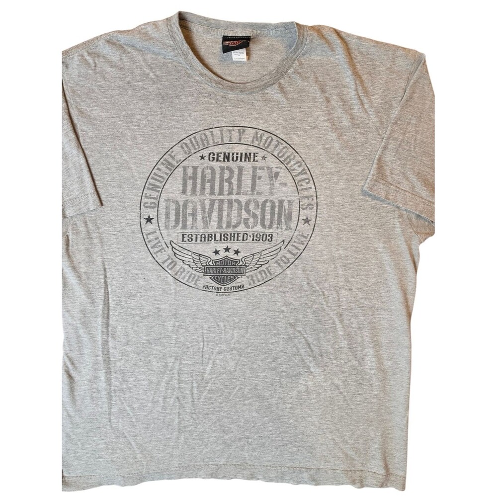Harley-Davidson Men's Gray Graphic Logo T-Shirt XL Bikercore Grunge Streetwear